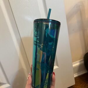 Teal Iridescent Tumbler with Straw
